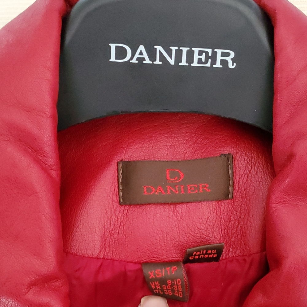 Danier Vibrant Red Leather Jacket